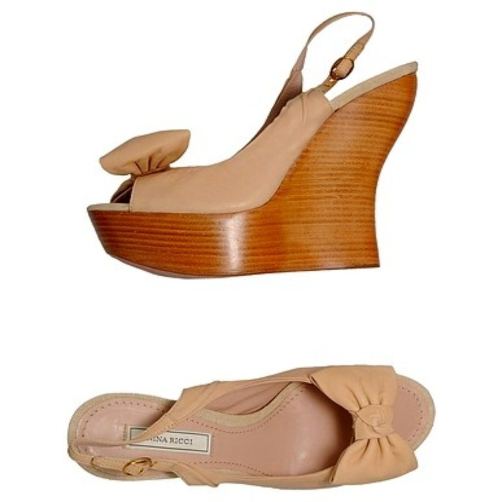 NIB $650 Nina Ricci leather‎ platform sandals. Size IT 37 US 6